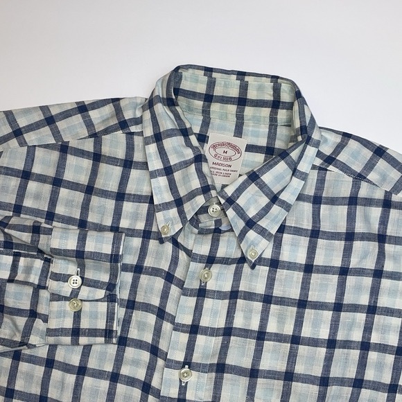 Brooks Brothers Other - Brooks Brothers Madison Shirt Men's Medium All Irish Linen Blue Plaid Casual